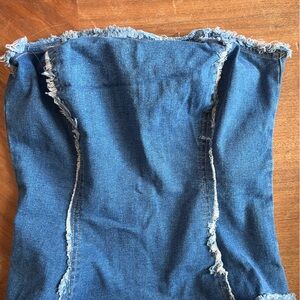 SHEIN Light Blue Denim strapless top with Raw Edge size small/36